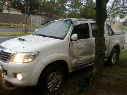 One of the vehicles involved in the accident.