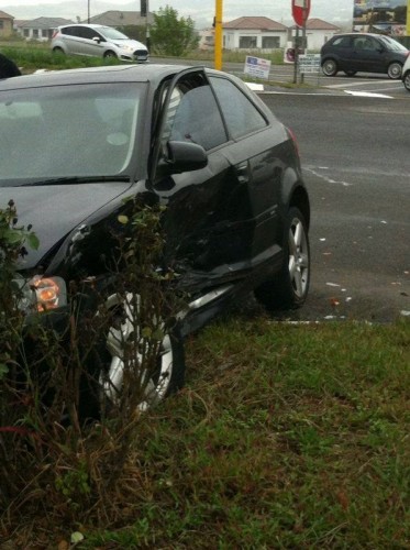 Car involved in accident.