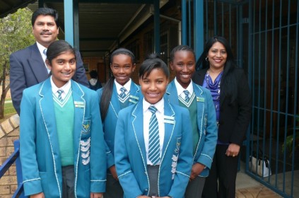 The leaders have been chosen for this year at Mulbarton Primary School. Front: Lavanya Naicker (deputy head girl), Schaedenet Fonseca (deputy head girl), LaChé Johnson (head girl) and Khumo Mmara (deputy head girl). Back: Mr L Kistadoo (principal) and Mrs S Singh (deputy principal).