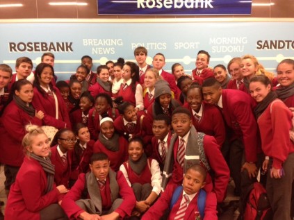 Enjoying a trip on the Gautrain, grade 11's from Glenvista High School.