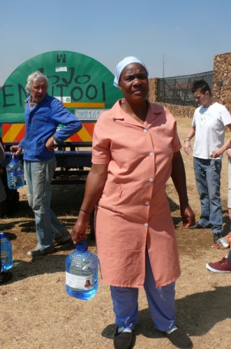 Maria Mkthotasa from Linmeyer, who had walked to fill up a water bottle.