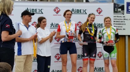 Ladies race winners, second Carol Du Pont, first Claudia Gnudi and third Vanessa Rosefeld.
