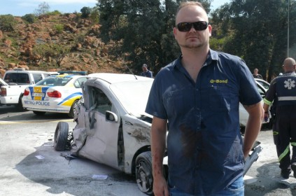 Wayne Lategan who pulled the driver from his burning car.