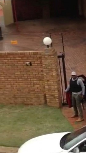 A white Mercedes and BMW were involved in the armed robbery.