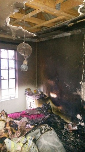 The bedroom where the fire began.
