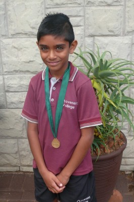 Kenan Naidoo (gr2) a learner at Covenant College primary school, ran away with first place in sprints at a recent athletics meeting.