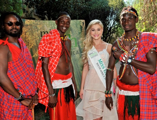 Former Miss Earth South Africa, Ilze Saunders with Masaai Cricket Warriors at The Palazzo Hotel, Montecasino.