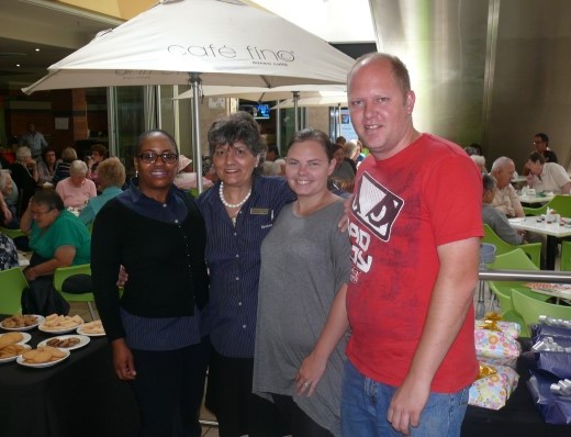 Phumi Ngobo (customer consultant Dis-Chem), Anita Ferreira (cosmetic consultant Dis-Chem), David Risi (DJ) and Nikita Gibson-Pereira (The Glen centre management).